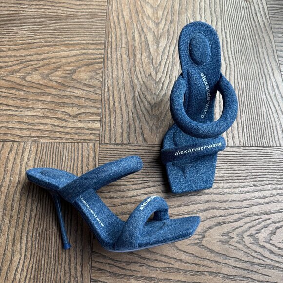 NWT ALEXANDER WANG JULIE TUBULAR SANDAL DEEP BLUE DENIM - Picture 3 of 12